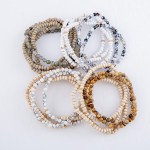 Wholesale natural Stone Wood Beaded Stretch Bracelet Set pcs set diameter unstre