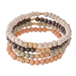 Wholesale set Four Wood Beaded Stretch Bracelets D