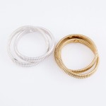 Wholesale two Row Interlocking Tube Stretch Bangle Bracelet Set Worn Silver Piec