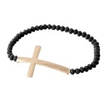 Beaded Cross Stretch Bracelet.
- Cross 1.5" 
- Approximately 3" in Diameter
- Fits up to a 7" Wrist