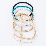 Wholesale beaded Cross Stretch Bracelet Cross Diameter Fits up Wrist