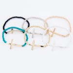 Wholesale beaded Cross Stretch Bracelet Cross Diameter Fits up Wrist