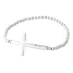Beaded Cross Stretch Bracelet.
- Cross 1.5" 
- Approximately 3" in Diameter
- Fits up to a 7" Wrist