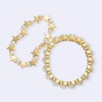 Wholesale pearl Stretch Bracelet Gold Pearl mm Diameter