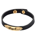 Wholesale faux Leather Blessed Snap Bracelet Blessed approx Adjustable Snap Butt