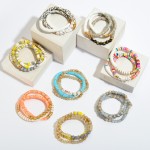 Wholesale pC Rubber Heishi Beaded I Love Stretch Bracelet Set PC Per Set Diamet