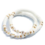 Wholesale pC Rubber Heishi Beaded Mama Love Stretch Bracelet Set PC Per Set Dia