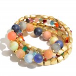 Wholesale pC Multi Semi Precious Beaded Stackable Stretch Bracelet Set PC Per S