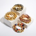 Wholesale pC Multi Semi Precious Beaded Stackable Stretch Bracelet Set PC Per S