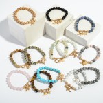 Wholesale pearl Beaded Boho Charm Bar Stretch Bracelet Charms Include Star Moon