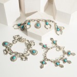 Wholesale silver Charm Bracelet Horse Charms Turquoise Accents Diameter Toggle C