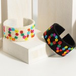 Wholesale open Ended Beaded Cuff Bracelet Flower Spells Love Diameter