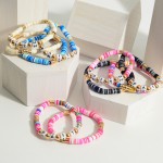 Wholesale set Two Heishi Bead Bracelets Letter Beads Spell Faith Diameter