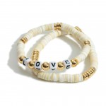 Wholesale set Two Heishi Bead Bracelets Letter Beads Spell Love Diameter
