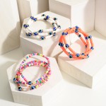 Wholesale set Three Heishi Bead Bracelets Evil Eye Accents Diameter