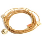 Gold Stackable Cord Bracelet Set Featuring Texas Charms 

- Approximately 2.5" in Diameter