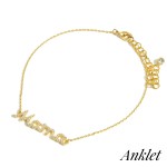 Wholesale gold Dipped Mama Anklet CZ Details Diameter Extender