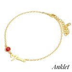 Wholesale gold Dipped Evil Eye Anklet says Mama Gold Dipped Diameter Extender