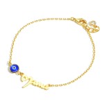 Wholesale gold Dipped Evil Eye Bracelet says Mama Gold Dipped Diameter Extender
