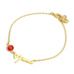 Wholesale gold Dipped Evil Eye Bracelet says Mama Gold Dipped Diameter Extender