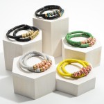 Wholesale set Two Heishi Bead Bracelets Beaded Gold Accents Diameter