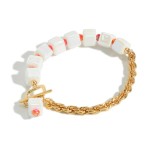 Wholesale porcelain Beaded Chain Link Bracelet Toggle Closure