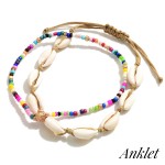Set Of Two Puka Shell & Beaded Anklets 

- Approximately 3.5" D