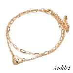 Wholesale layered Chain Link Anklet State York Heart Charm Long Extender Long