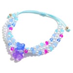Wholesale layered Bead Pearl Ombre Gummy Bear Sliding Knot Bracelet Adjustable