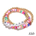 Wholesale kids Set Three Beaded Message Stretch Bracelets Heishi Beads Diameter