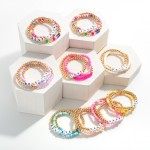 Wholesale kids Set Three Beaded Message Stretch Bracelets Heishi Beads Diameter