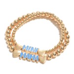 Wholesale matching Mother Daughter Beaded Stretch Bracelets Mama Mini Enamel Cha