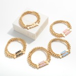 Wholesale matching Mother Daughter Beaded Stretch Bracelets Mama Mini Enamel Cha