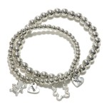 Wholesale matching Mother Daughter Beaded Stretch Bracelets Mama Mini Bear Charm