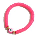Wholesale heishi Bead Stretch Bracelet Evil Eye Accent Diameter