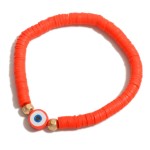 Wholesale heishi Bead Stretch Bracelet Evil Eye Accent Diameter