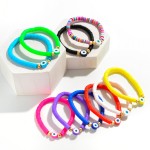 Wholesale heishi Bead Stretch Bracelet Evil Eye Accent Diameter