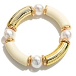 Wholesale acrylic Tube Bead Bracelet Gold Beads Pearl Bead Accents Diameter