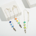 Wholesale chain Link Anklet Seahorse Colored Glass Charms Long Extender Long