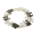 Wholesale silver Linked Metal Cat Charms Bracelet Long