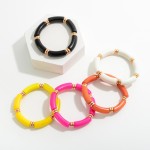 Wholesale acrylic Tube Bead Stretch Bracelet Gold Bead Accents Diameter