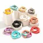 Set of Three Stretch Bracelets Featuring Acrylic Tube Beads and Heishi Beads

- Approximately 2.5" Diameter