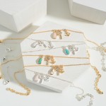 Wholesale dainty Chain Link Anklet Rhinestone Palm Tree Anchor Semi Precious Sto