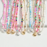 Wholesale set Two Chain Link Heishi Beaded Anklet Seashell Charm L Extender L