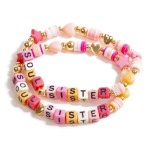 Wholesale soul Sister BFF Stretch Bracelet Set Heishi Beads Stars Heart Bead Ac