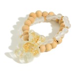Wholesale set Two Beaded Bracelets Wood Beads Oversized Resin Gold Foil Bear Cha