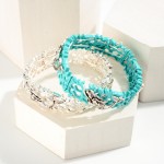 Wholesale metal Coral Stretch Bracelet Silver Mermaid Rhinestone Accents Diamete