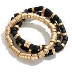 Wholesale stretch Bracelet Gold Black Colored Wood Beads Diameter