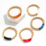 Wholesale gold Beaded Bracelet Marbled Acrylic Tube Bead Accent diameter Tube Be