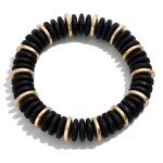 Wholesale chunky Wood Beaded Stretch Bracelet Gold Accents Diameter